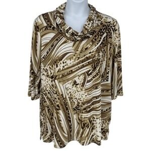 Chico's‎ Animal Print Cowl Neck Top XL